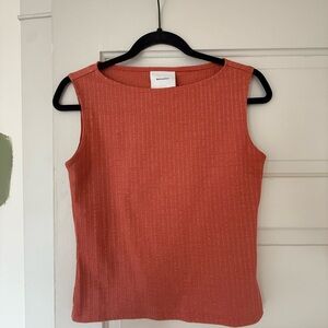Reformation Ribbed Tank Top in Coral